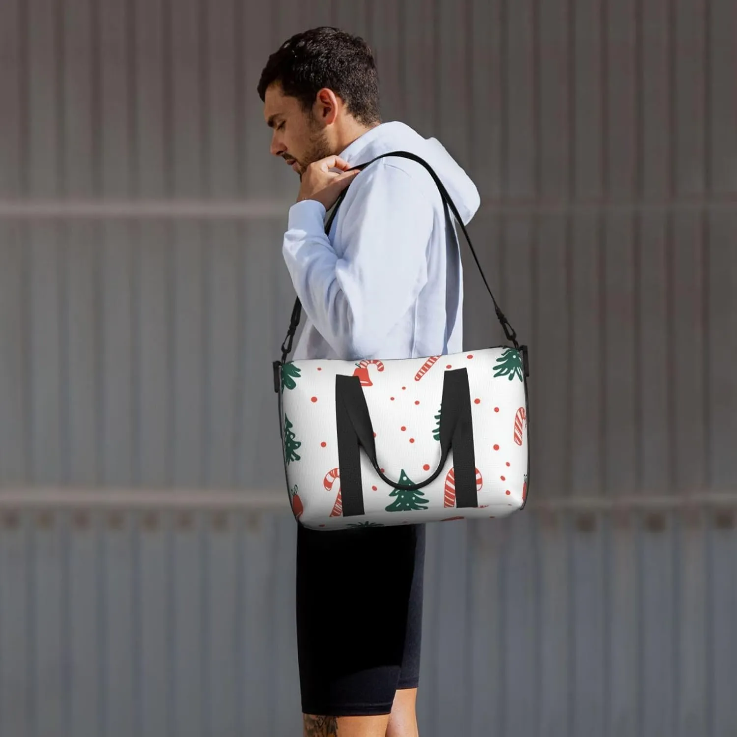 Travel Duffle Bag Cartoon Christmas Candy Tree Weekender Overnight Bags Luggage Bag for Women Men Waterproof Sports Gym Bag Hand Bag with Shoulder Strap