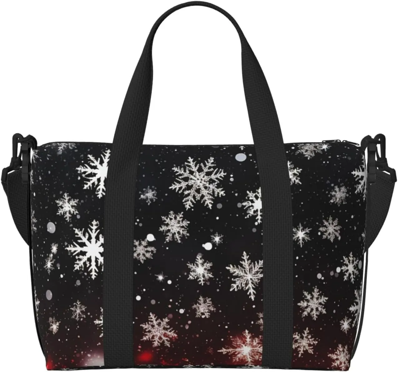 Travel Duffle Bag Christmas Winter Xmas Snowflakes Weekender Overnight Bags Luggage Bag for Women Men Waterproof Sports Gym Bag Hand Bag with Shoulder Strap