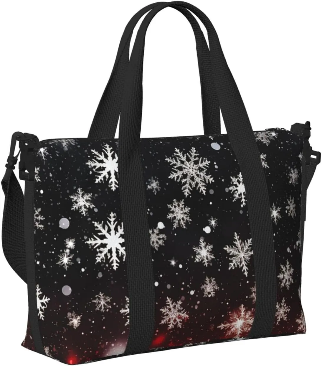 Travel Duffle Bag Christmas Winter Xmas Snowflakes Weekender Overnight Bags Luggage Bag for Women Men Waterproof Sports Gym Bag Hand Bag with Shoulder Strap