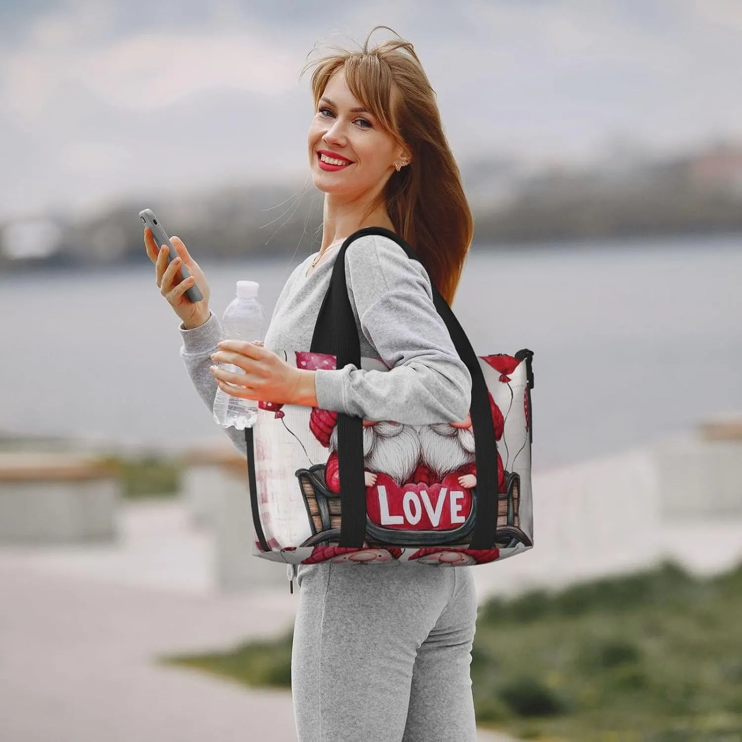 Travel Duffle Bag Cute Gnome Checkred Weekender Overnight Bags Luggage Bag for Women Men Waterproof Sports Gym Bag Hand Bag with Shoulder Strap