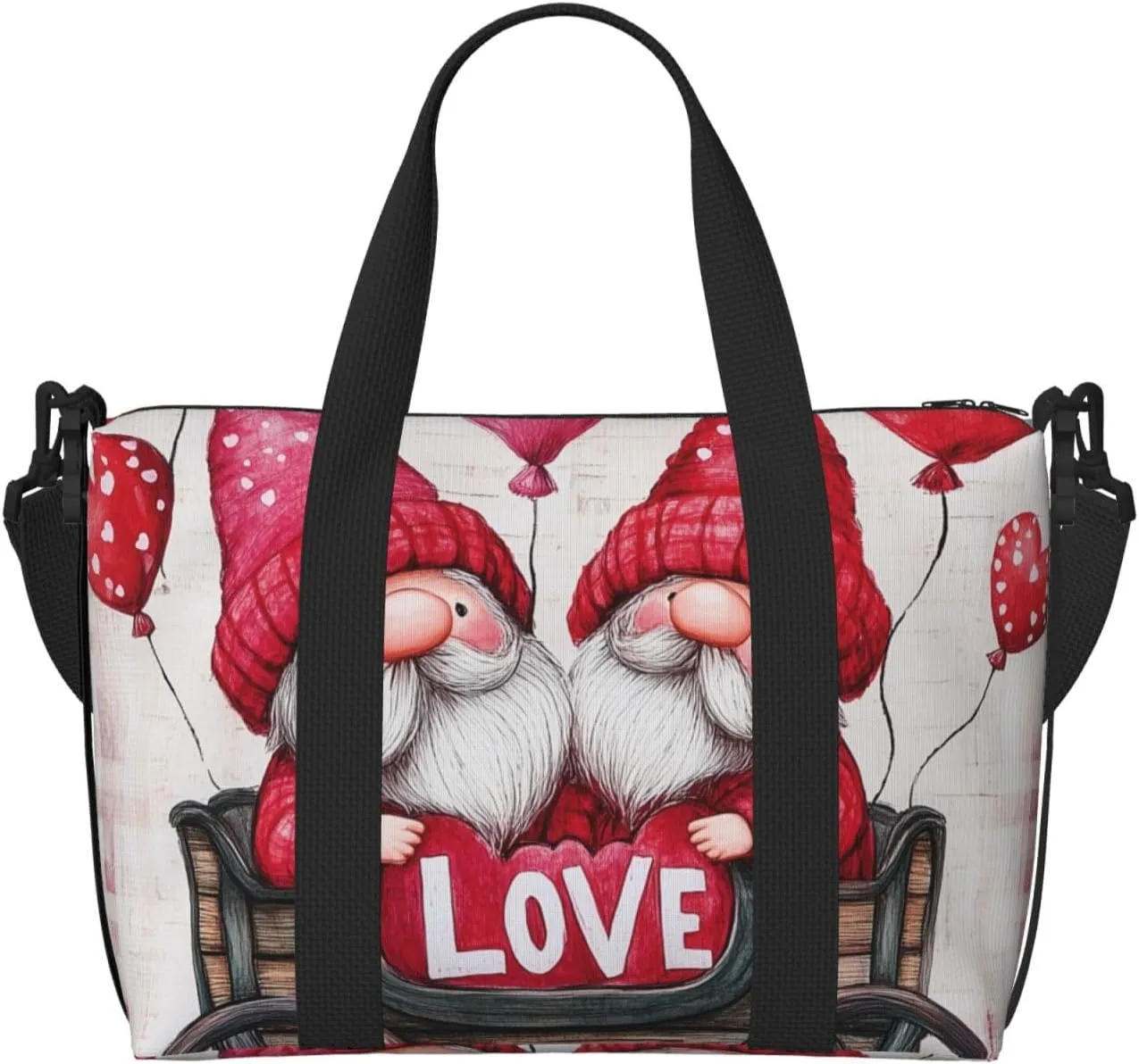 Travel Duffle Bag Cute Gnome Checkred Weekender Overnight Bags Luggage Bag for Women Men Waterproof Sports Gym Bag Hand Bag with Shoulder Strap