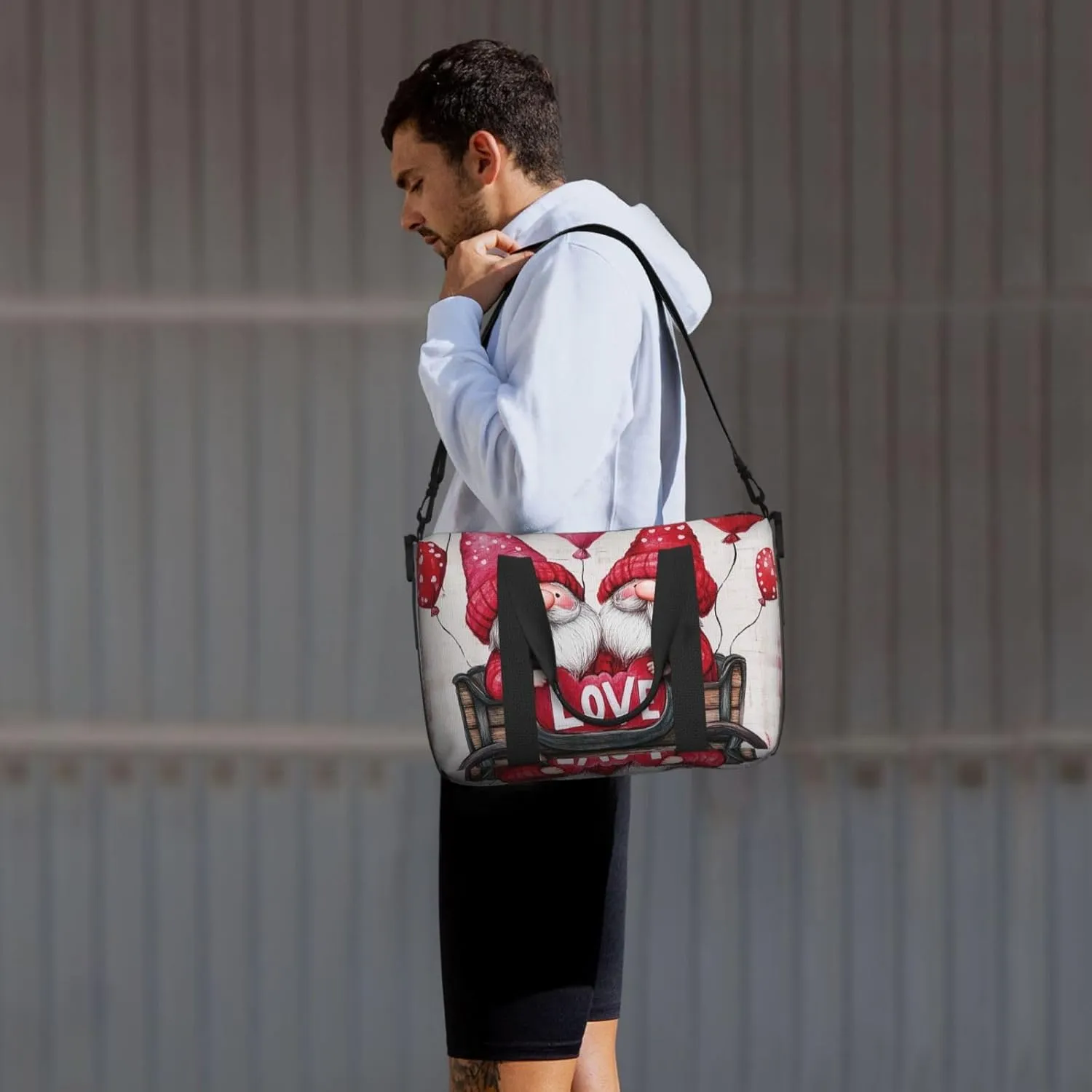 Travel Duffle Bag Cute Gnome Checkred Weekender Overnight Bags Luggage Bag for Women Men Waterproof Sports Gym Bag Hand Bag with Shoulder Strap