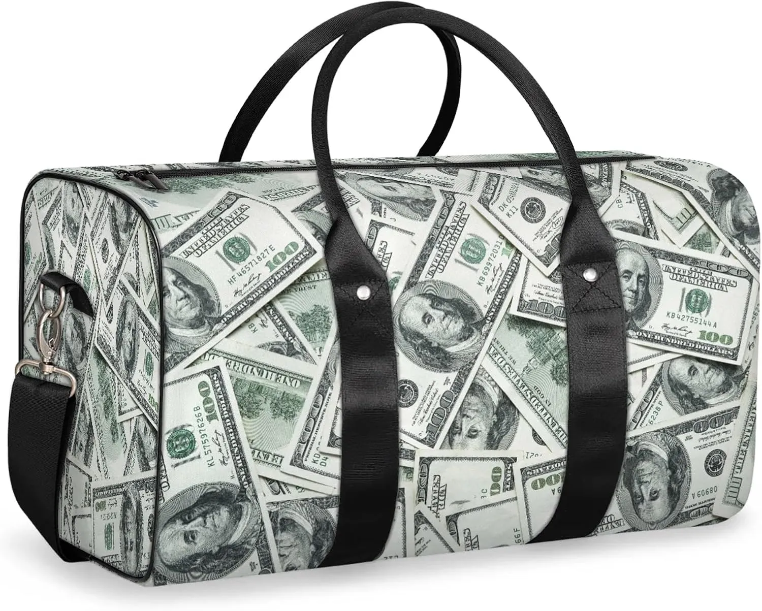 Travel Duffle Bag Dollar Money Funny Sports Gym Bags for Women Men Weekender Overnight Bags Waterproof Carry On Tote Bag Workout Bag for Dance Swimming Yoga Hospital