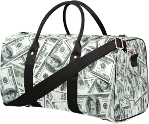Travel Duffle Bag Dollar Money Funny Sports Gym Bags for Women Men Weekender Overnight Bags Waterproof Carry On Tote Bag Workout Bag for Dance Swimming Yoga Hospital