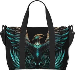 Travel Duffle Bag Fantasy Phoenix bird Weekender Overnight Bags Luggage Bag for Women Men Waterproof Sports Gym Bag Hand Bag with Shoulder Strap