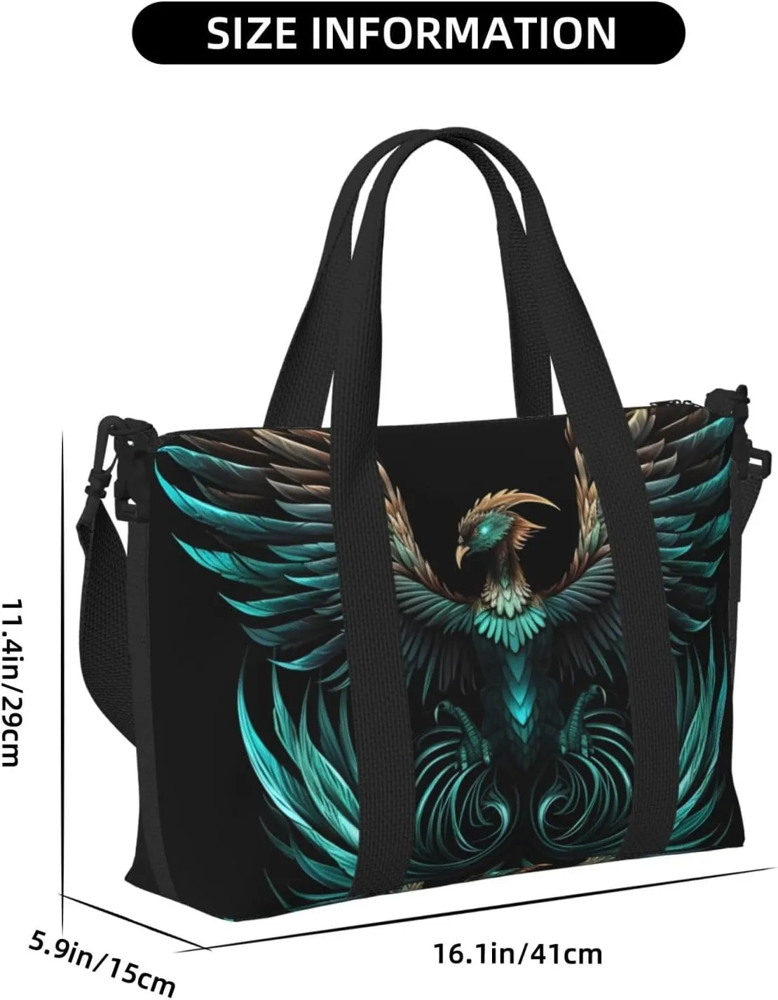Travel Duffle Bag Fantasy Phoenix bird Weekender Overnight Bags Luggage Bag for Women Men Waterproof Sports Gym Bag Hand Bag with Shoulder Strap