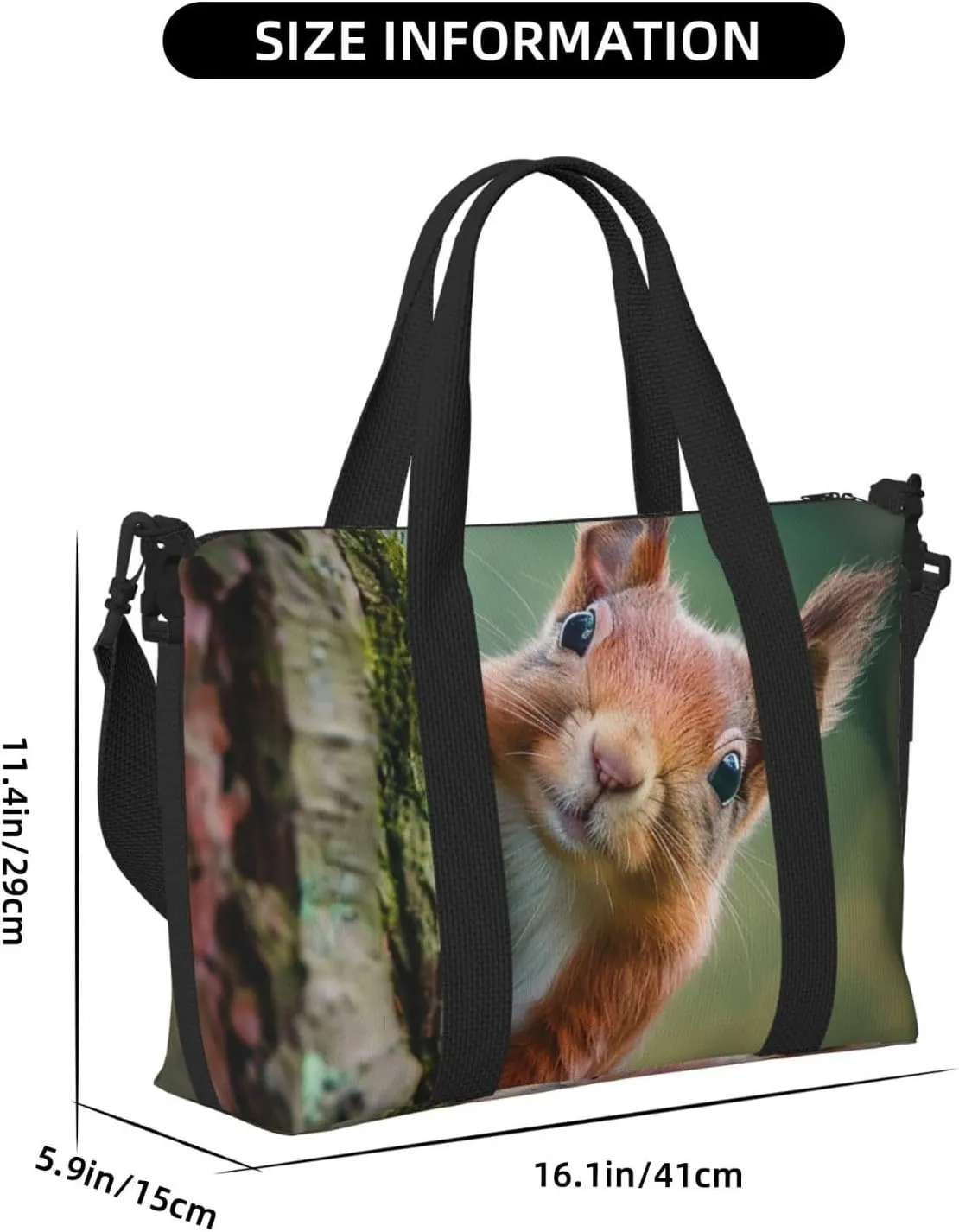 Travel Duffle Bag Forest Animal Squirrel Weekender Overnight Bags Luggage Bag for Women Men Waterproof Sports Gym Bag Hand Bag with Shoulder Strap