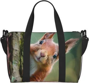 Travel Duffle Bag Forest Animal Squirrel Weekender Overnight Bags Luggage Bag for Women Men Waterproof Sports Gym Bag Hand Bag with Shoulder Strap
