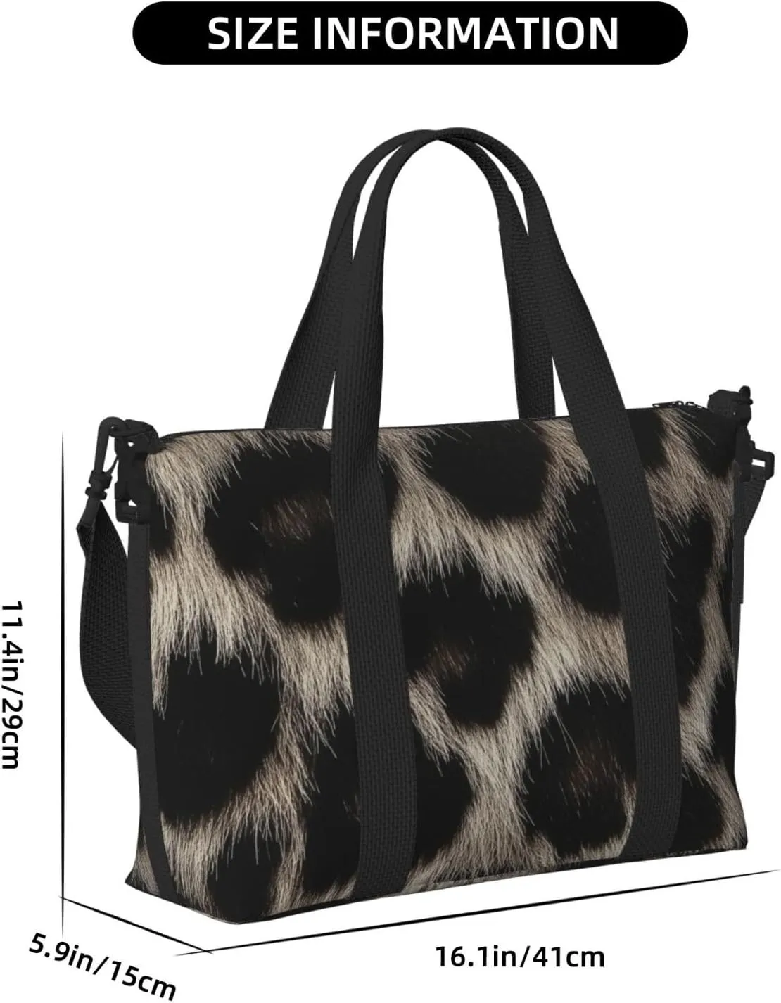 Travel Duffle Bag Grey Leopard Skin Print Weekender Overnight Bags Luggage Bag for Women Men Waterproof Sports Gym Bag Hand Bag with Shoulder Strap