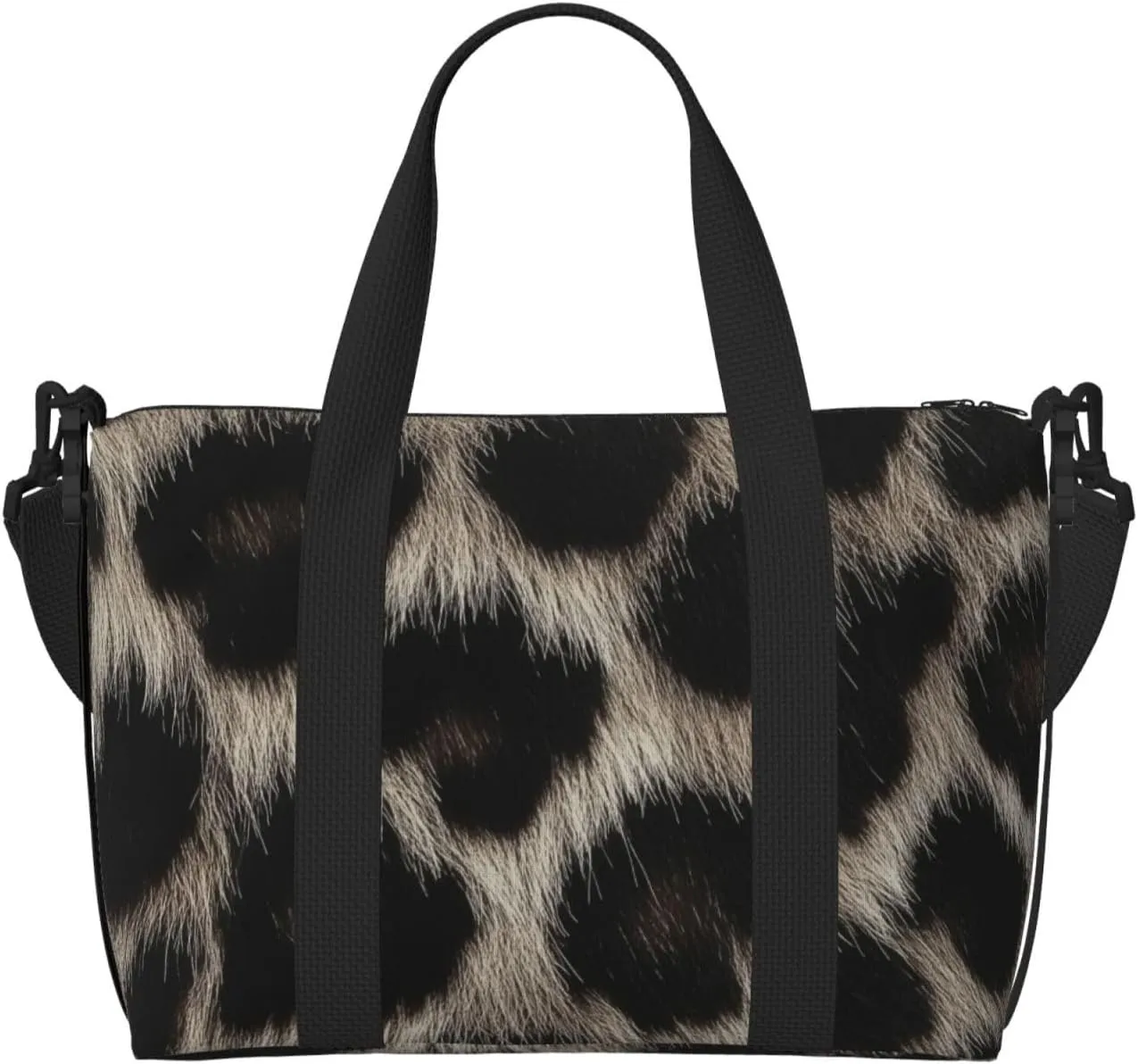 Travel Duffle Bag Grey Leopard Skin Print Weekender Overnight Bags Luggage Bag for Women Men Waterproof Sports Gym Bag Hand Bag with Shoulder Strap
