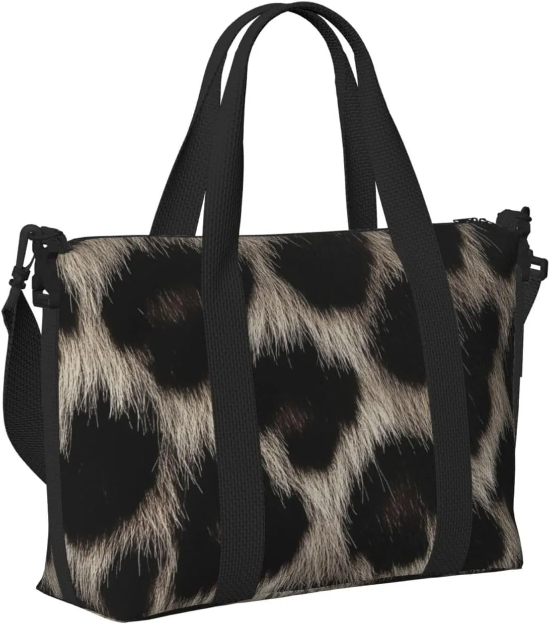 Travel Duffle Bag Grey Leopard Skin Print Weekender Overnight Bags Luggage Bag for Women Men Waterproof Sports Gym Bag Hand Bag with Shoulder Strap