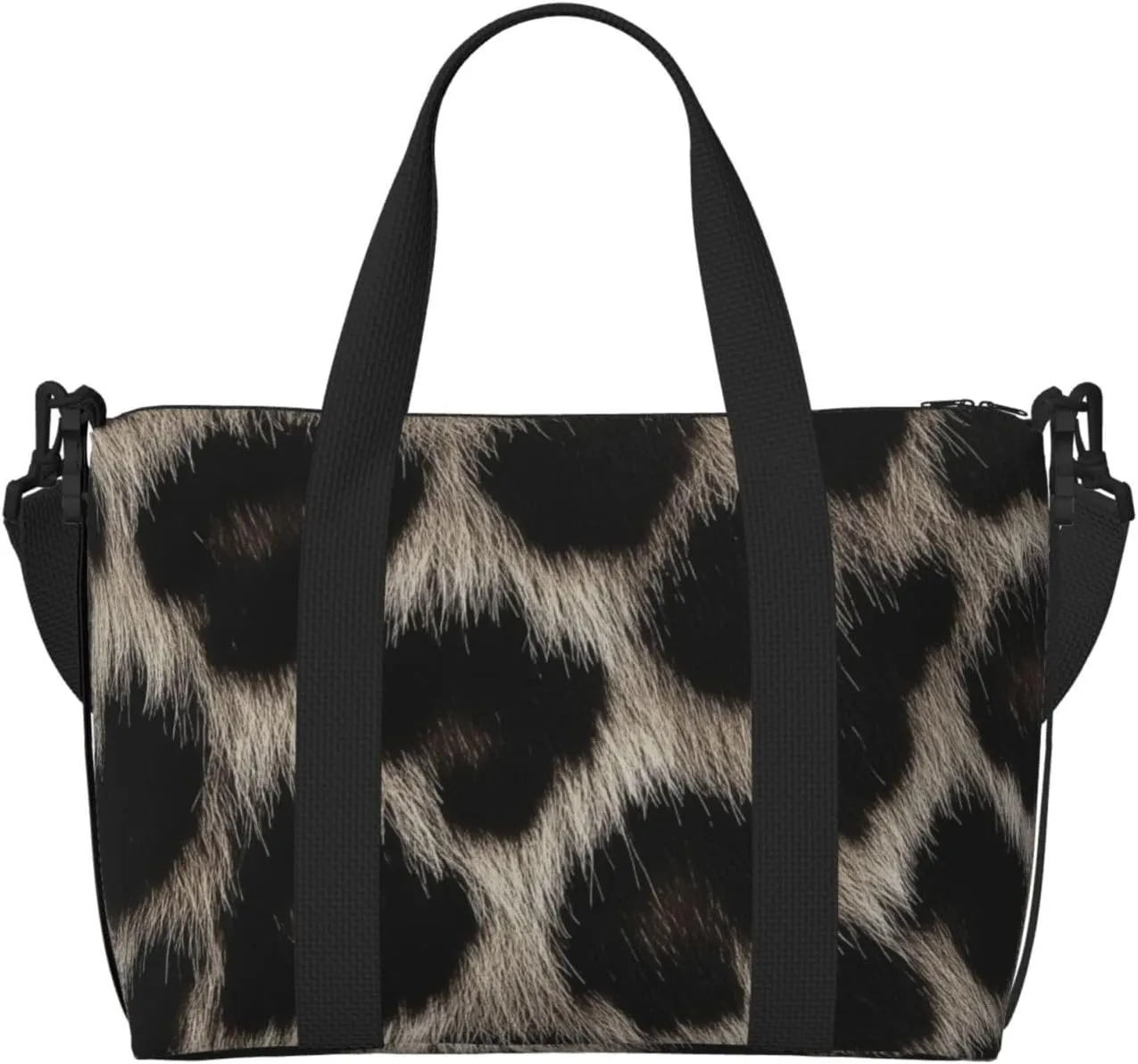 Travel Duffle Bag Grey Leopard Skin Print Weekender Overnight Bags Luggage Bag for Women Men Waterproof Sports Gym Bag Hand Bag with Shoulder Strap