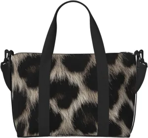 Travel Duffle Bag Grey Leopard Skin Print Weekender Overnight Bags Luggage Bag for Women Men Waterproof Sports Gym Bag Hand Bag with Shoulder Strap