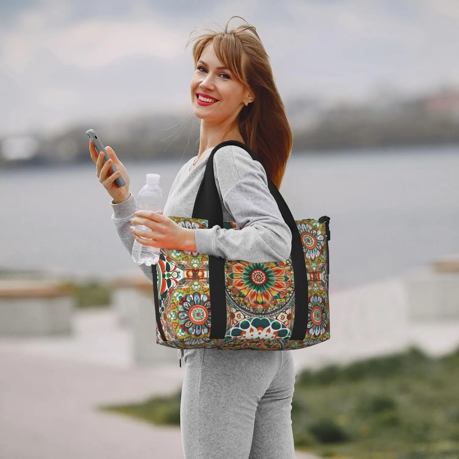 Travel Duffle Bag Mandala Ethnic Weekender Overnight Bags Luggage Bag for Women Men Waterproof Sports Gym Bag Hand Bag with Shoulder Strap