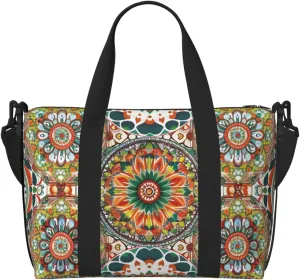 Travel Duffle Bag Mandala Ethnic Weekender Overnight Bags Luggage Bag for Women Men Waterproof Sports Gym Bag Hand Bag with Shoulder Strap