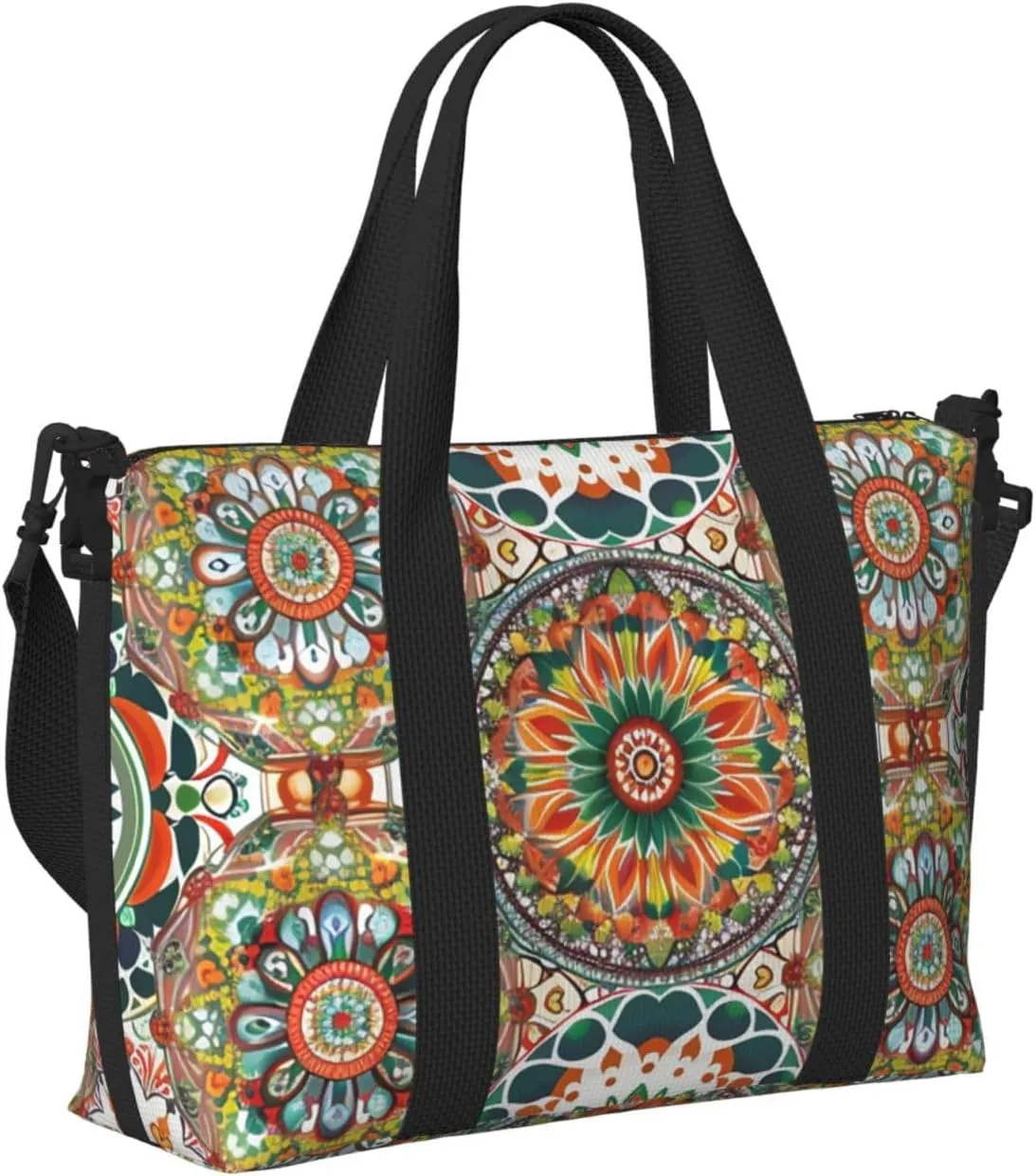 Travel Duffle Bag Mandala Ethnic Weekender Overnight Bags Luggage Bag for Women Men Waterproof Sports Gym Bag Hand Bag with Shoulder Strap