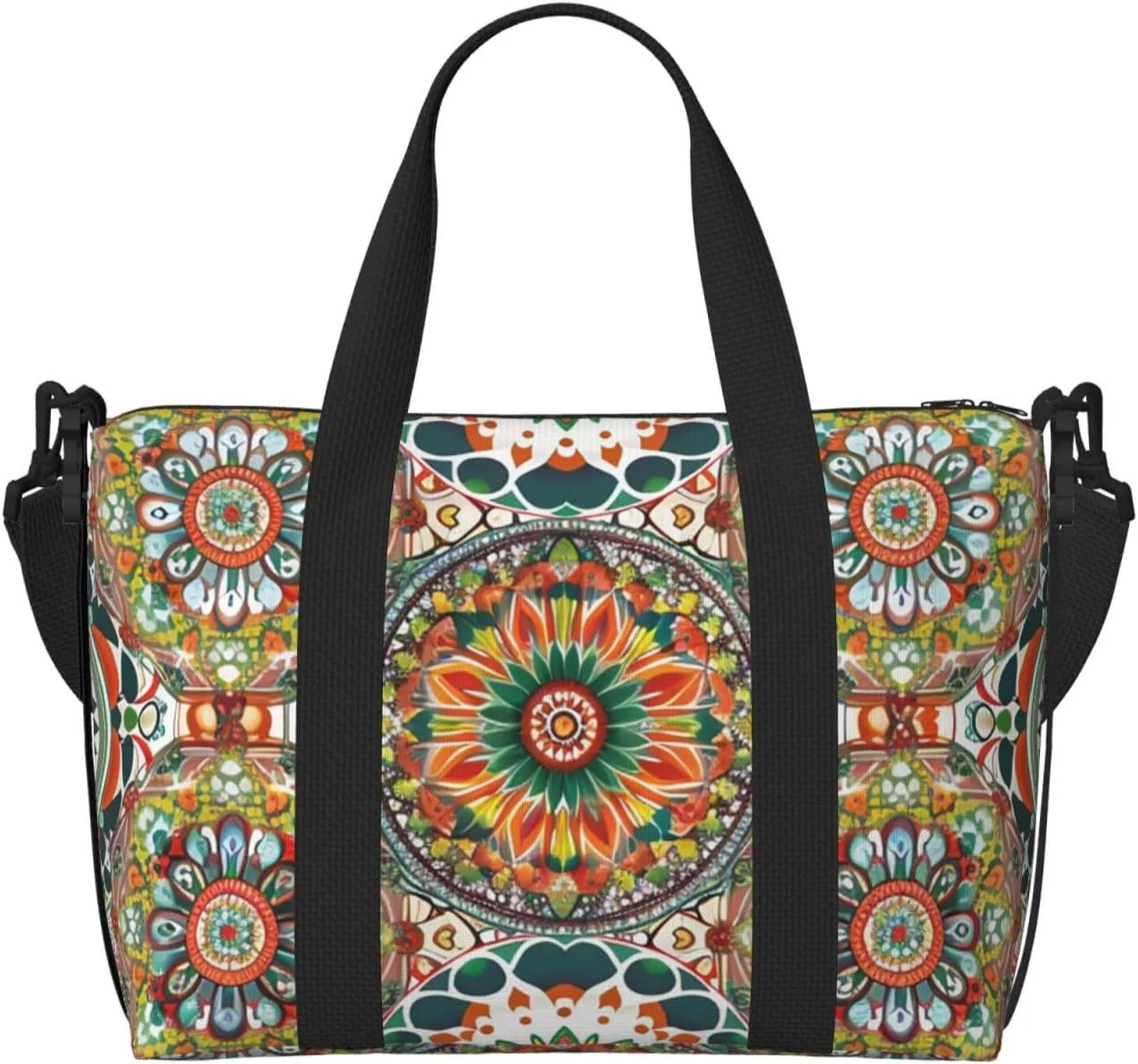 Travel Duffle Bag Mandala Ethnic Weekender Overnight Bags Luggage Bag for Women Men Waterproof Sports Gym Bag Hand Bag with Shoulder Strap