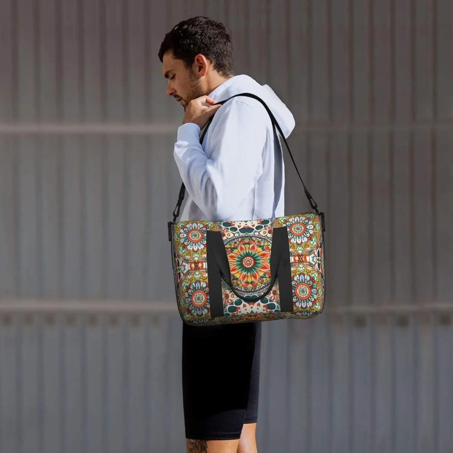 Travel Duffle Bag Mandala Ethnic Weekender Overnight Bags Luggage Bag for Women Men Waterproof Sports Gym Bag Hand Bag with Shoulder Strap