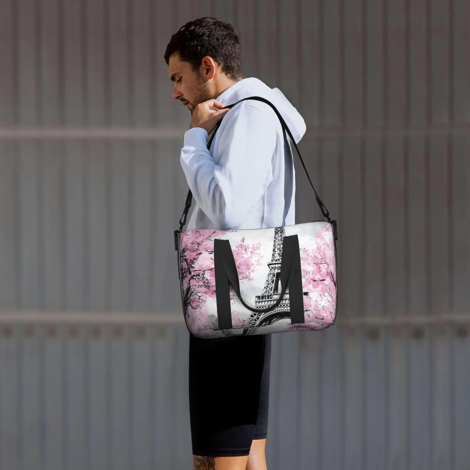 Travel Duffle Bag Paris Tower Art Painting Weekender Overnight Bags Luggage Bag for Women Men Waterproof Sports Gym Bag Hand Bag with Shoulder Strap