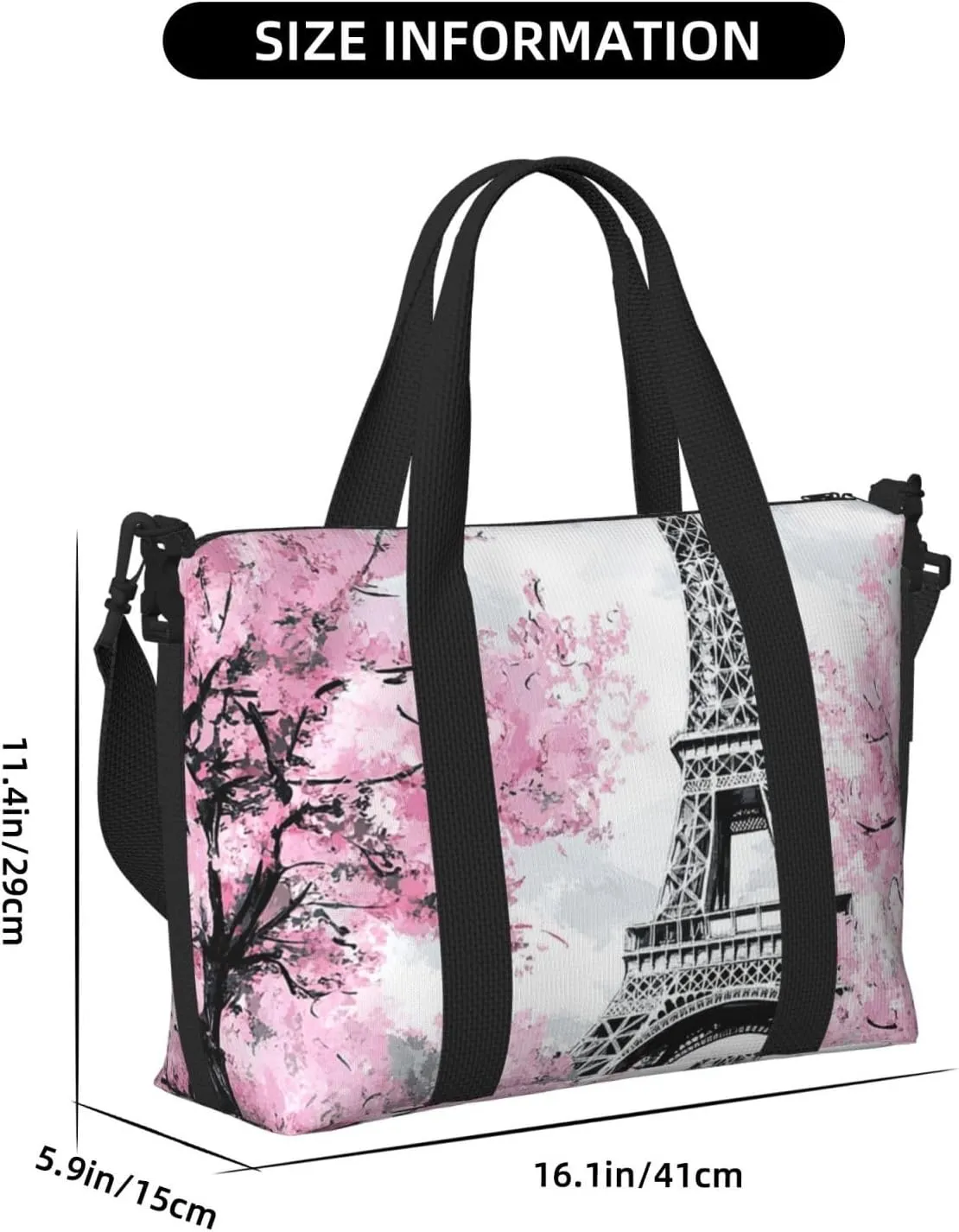 Travel Duffle Bag Paris Tower Art Painting Weekender Overnight Bags Luggage Bag for Women Men Waterproof Sports Gym Bag Hand Bag with Shoulder Strap