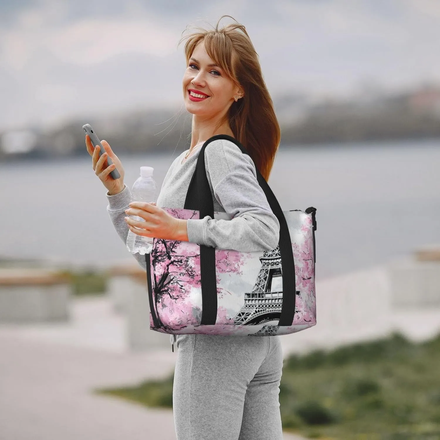 Travel Duffle Bag Paris Tower Art Painting Weekender Overnight Bags Luggage Bag for Women Men Waterproof Sports Gym Bag Hand Bag with Shoulder Strap