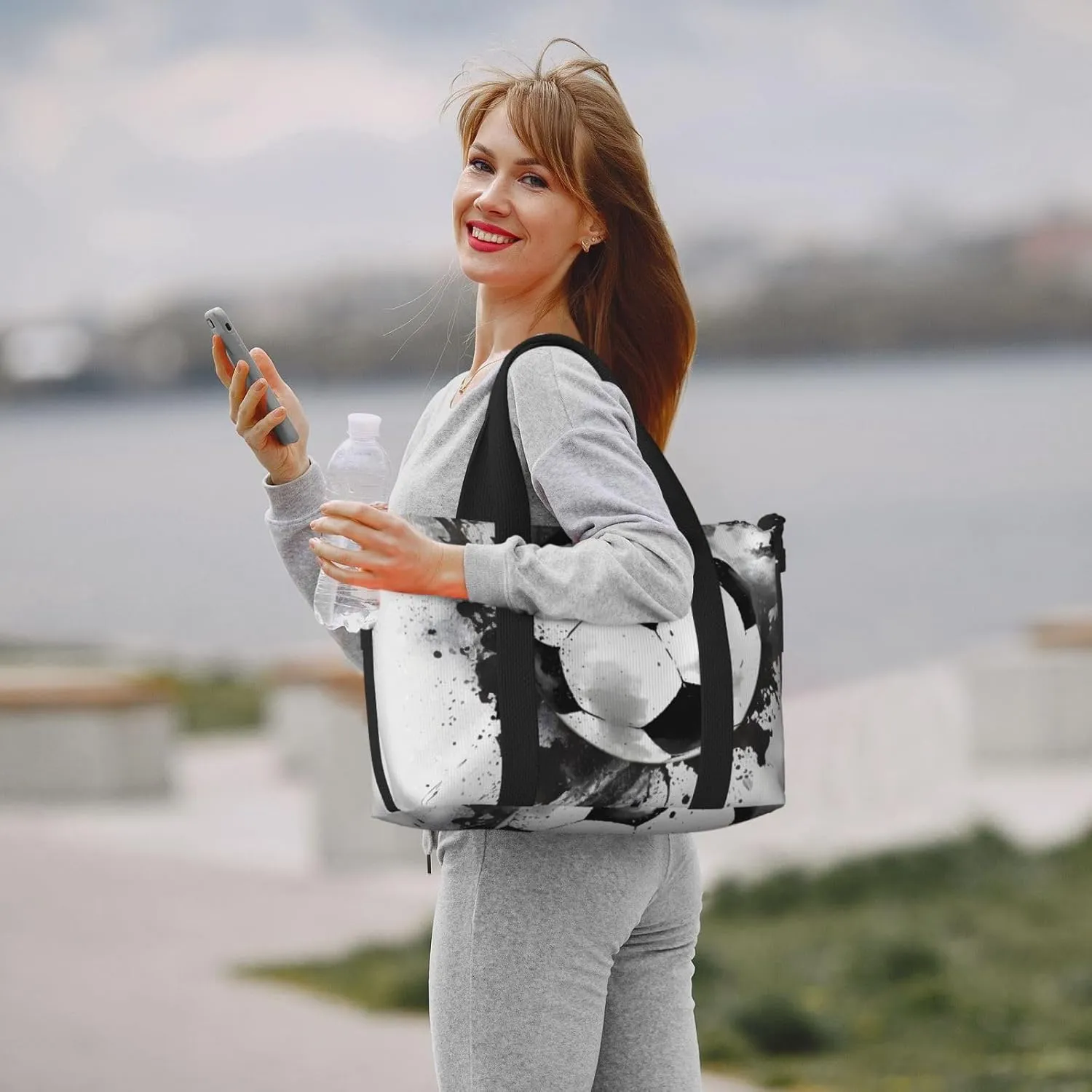 Travel Duffle Bag Soccer Painting Weekender Overnight Bags Luggage Bag for Women Men Waterproof Sports Gym Bag Hand Bag with Shoulder Strap