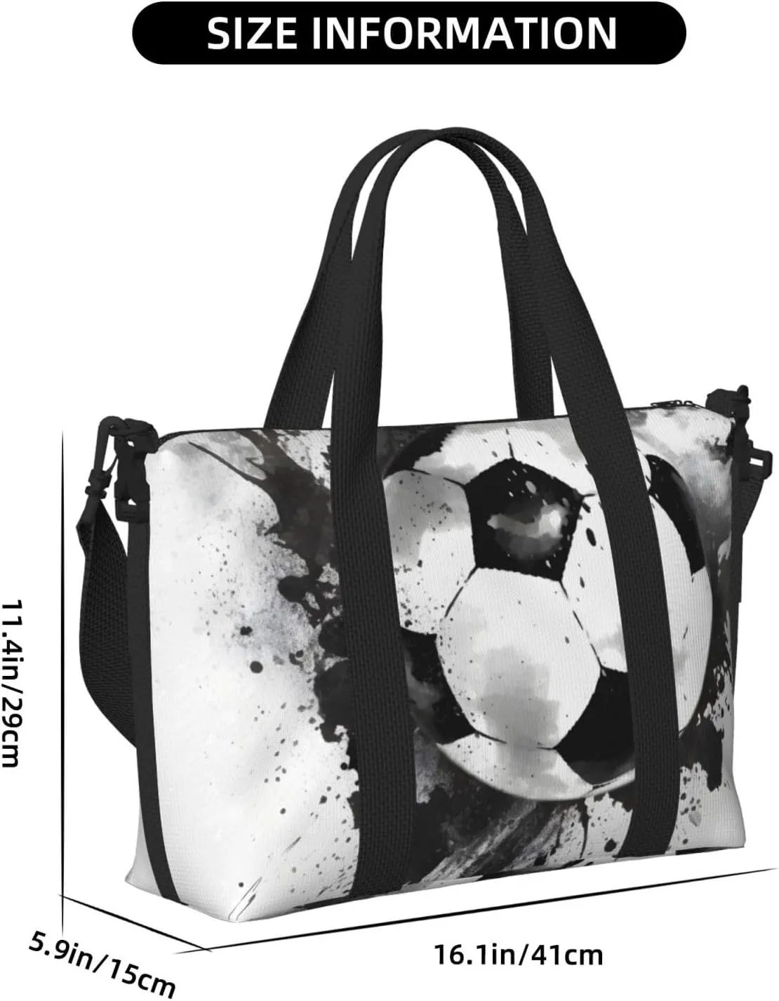 Travel Duffle Bag Soccer Painting Weekender Overnight Bags Luggage Bag for Women Men Waterproof Sports Gym Bag Hand Bag with Shoulder Strap