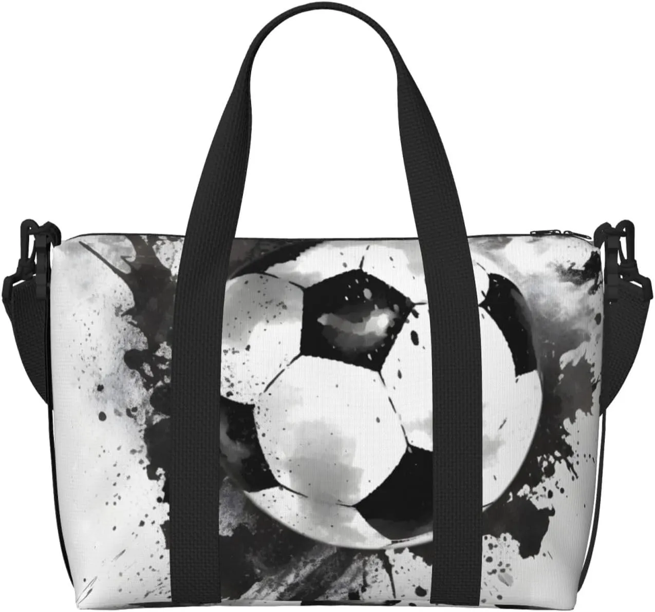 Travel Duffle Bag Soccer Painting Weekender Overnight Bags Luggage Bag for Women Men Waterproof Sports Gym Bag Hand Bag with Shoulder Strap