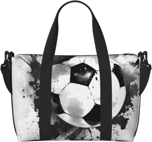 Travel Duffle Bag Soccer Painting Weekender Overnight Bags Luggage Bag for Women Men Waterproof Sports Gym Bag Hand Bag with Shoulder Strap