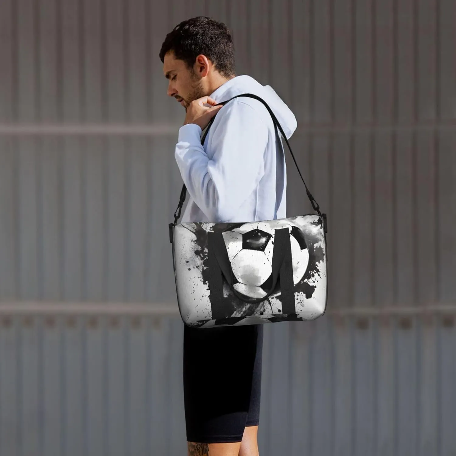 Travel Duffle Bag Soccer Painting Weekender Overnight Bags Luggage Bag for Women Men Waterproof Sports Gym Bag Hand Bag with Shoulder Strap