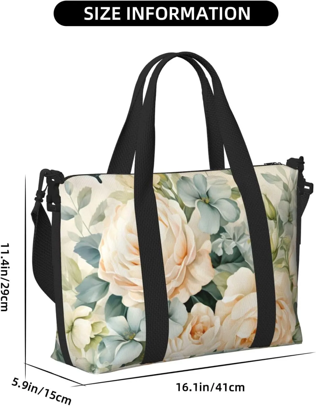 Travel Duffle Bag Vintage Flower Butterfly Weekender Overnight Bags Luggage Bag for Women Men Waterproof Sports Gym Bag Hand Bag with Shoulder Strap
