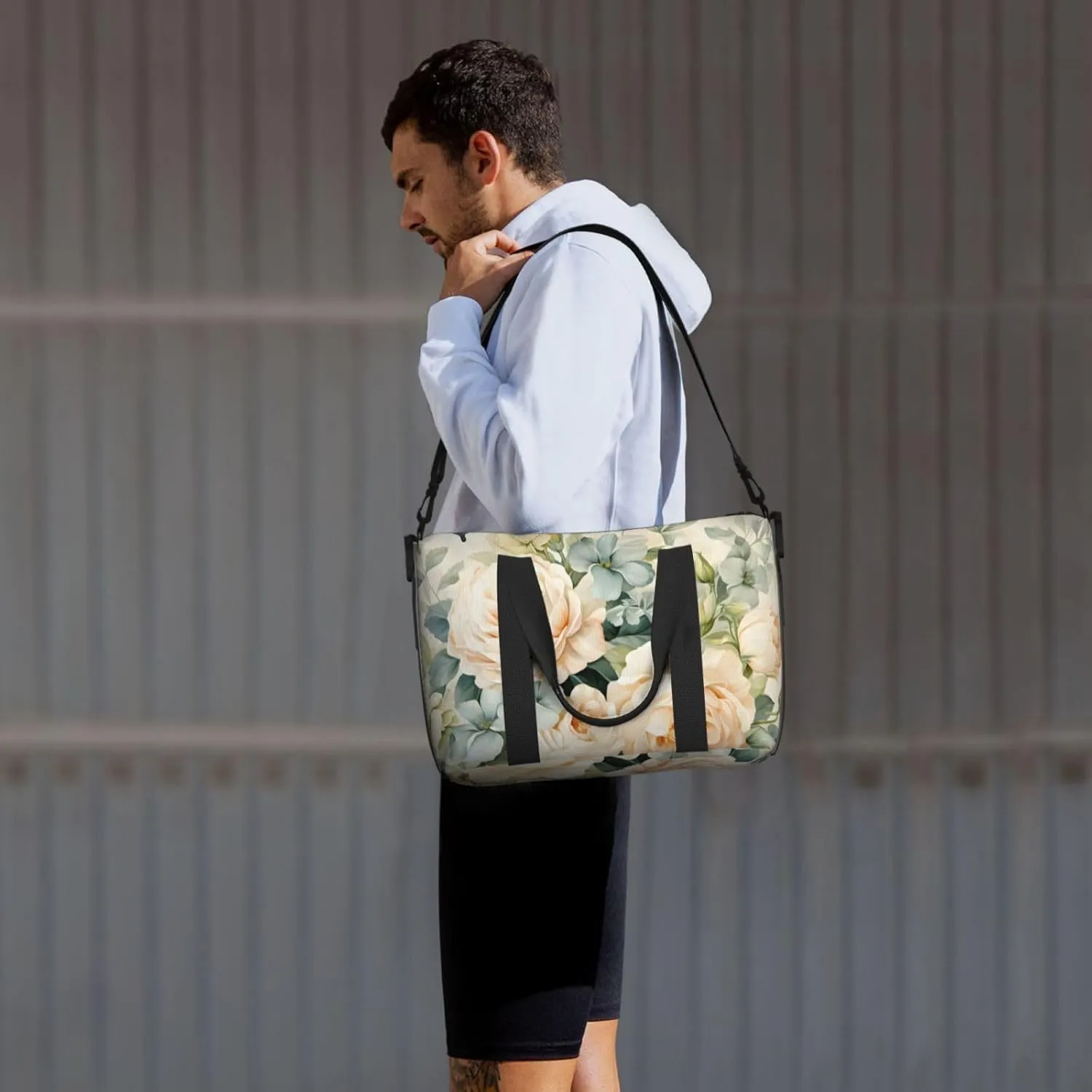 Travel Duffle Bag Vintage Flower Butterfly Weekender Overnight Bags Luggage Bag for Women Men Waterproof Sports Gym Bag Hand Bag with Shoulder Strap