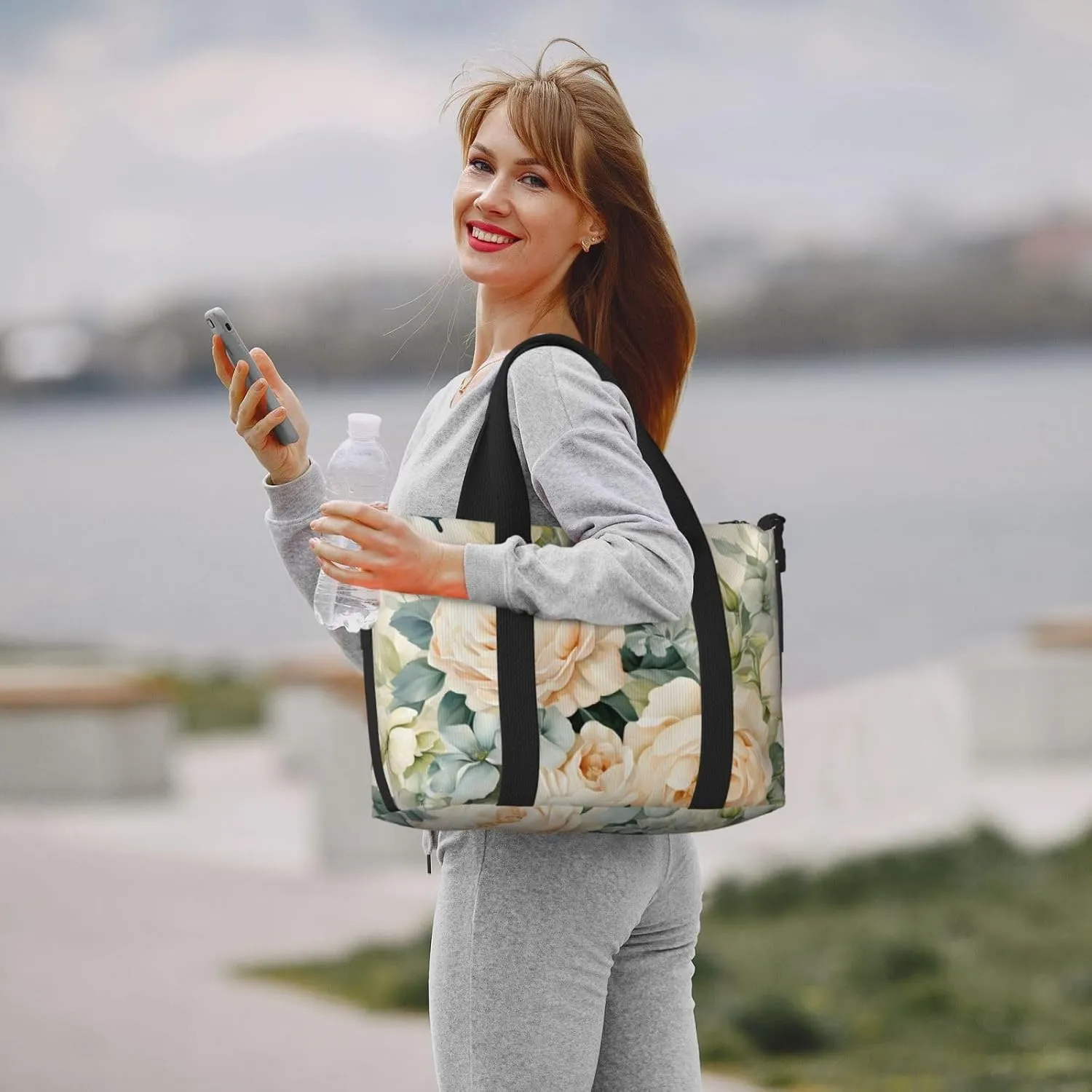 Travel Duffle Bag Vintage Flower Butterfly Weekender Overnight Bags Luggage Bag for Women Men Waterproof Sports Gym Bag Hand Bag with Shoulder Strap