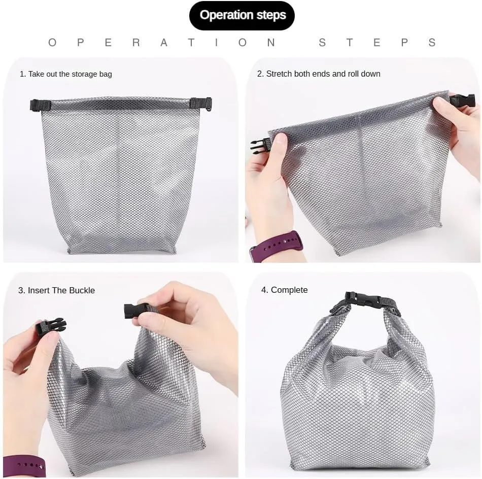 Travel essentials Wide open buckle design portable toiletry bag, Large capacity waterproof makeup bag, Lightweight EVA waterproof storage bag Swimming bag(GRAY&WHITE)