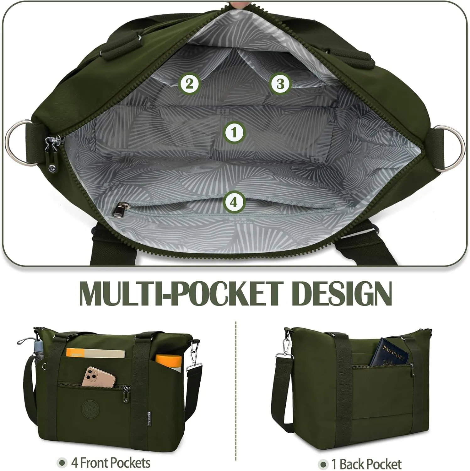 Travel Gym Duffel Bag for Women, Waterproof Nylon Weekender Overnight Bag Personal Item Carry on Bags for Airplanes Hospital Sports Fitness Dance Mommy Tote