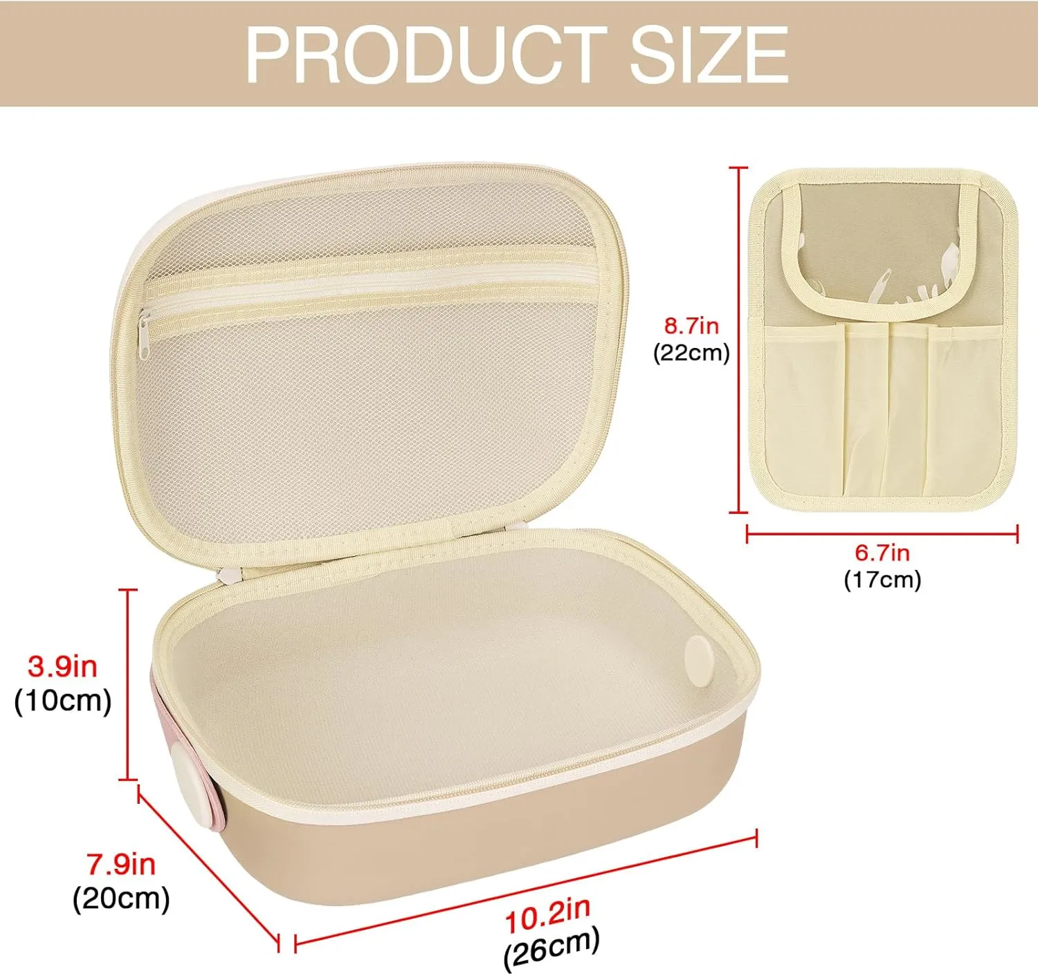 Travel Makeup Bag, Portable EVA Material Makeup Storage Bag with Hand Strap, Large Capacity Cosmetic Bag for Women, Essential Organizer for Makeup with Compartment (Brown)