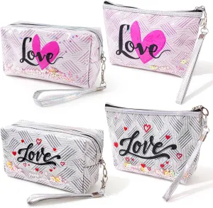 Travel Makeup Bag,Portable Cosmetic Bag, Large Capacity Travel Cosmetic Case Organizer, For Women Toiletry Bag With Zipper And Handle EF13 4 PACK
