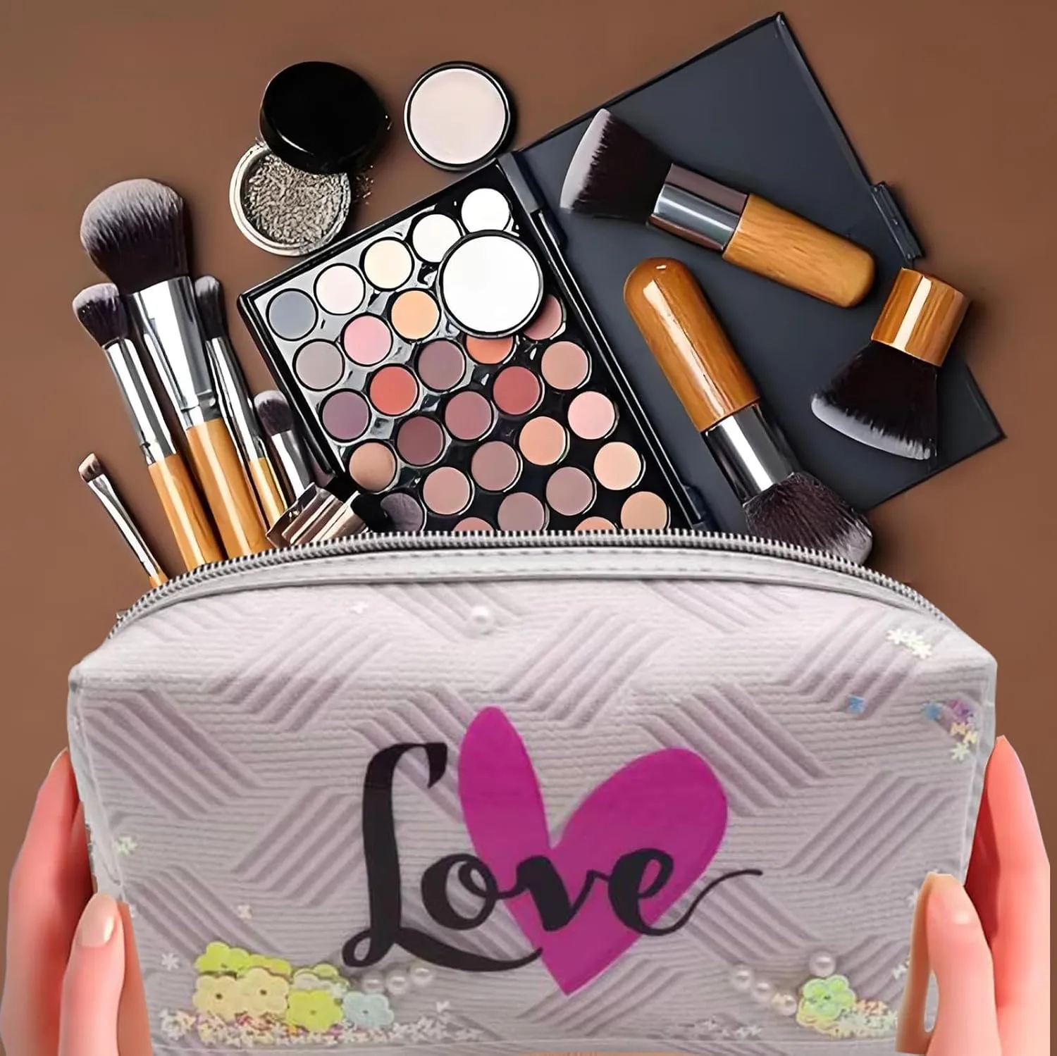 Travel Makeup Bag,Portable Cosmetic Bag, Large Capacity Travel Cosmetic Case Organizer, For Women Toiletry Bag With Zipper And Handle EF13 4 PACK