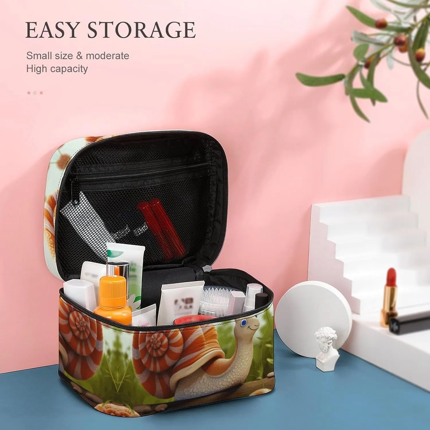 Travel Toiletry Bag for Women And Men,Cute Snail Toiletry Organizer, Makeup Bag Travel Organizer for Shampoo,Toiletries
