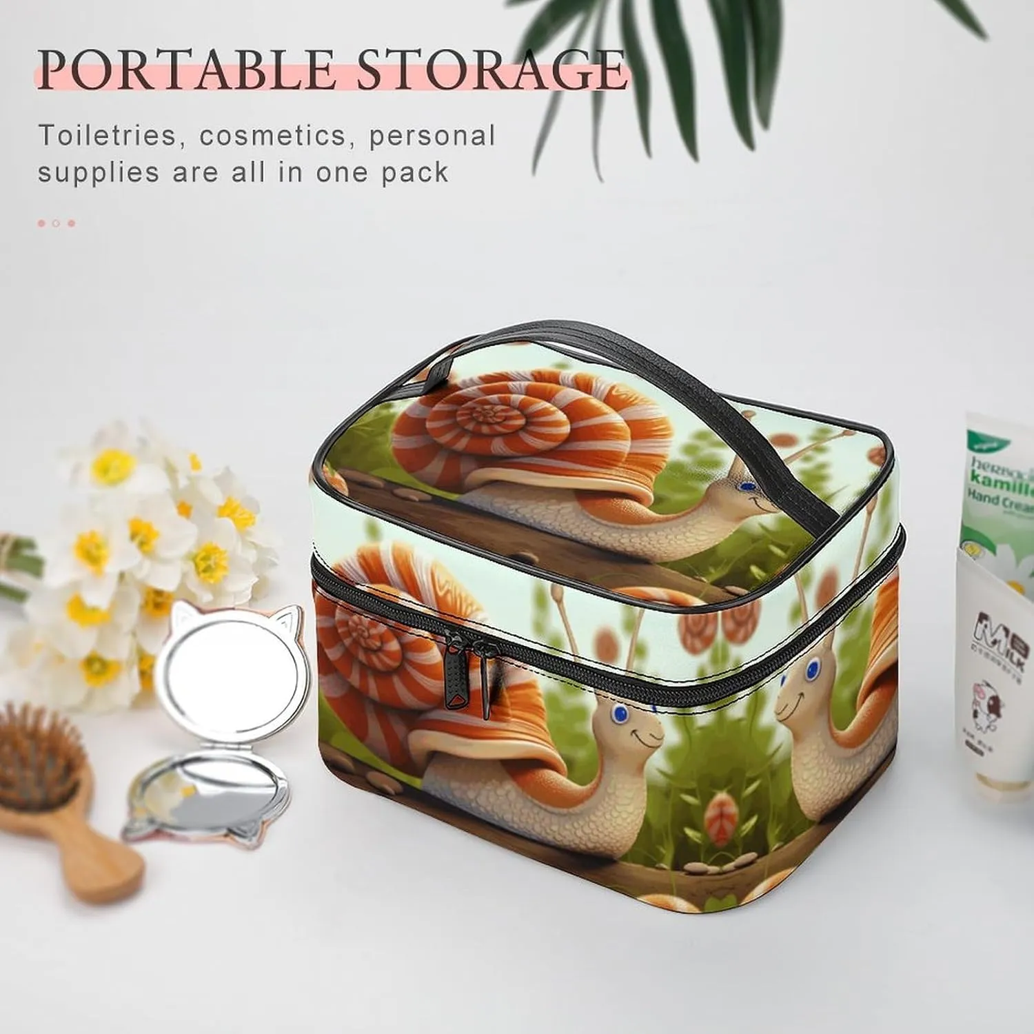 Travel Toiletry Bag for Women And Men,Cute Snail Toiletry Organizer, Makeup Bag Travel Organizer for Shampoo,Toiletries