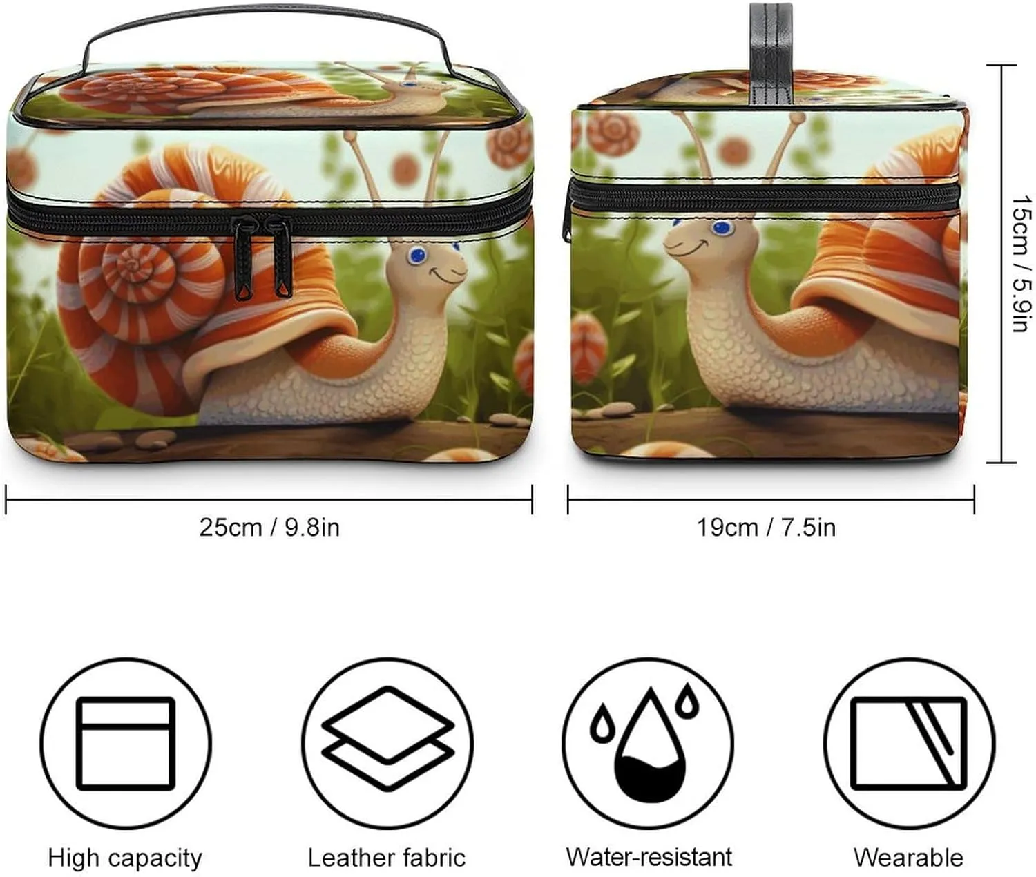 Travel Toiletry Bag for Women And Men,Cute Snail Toiletry Organizer, Makeup Bag Travel Organizer for Shampoo,Toiletries
