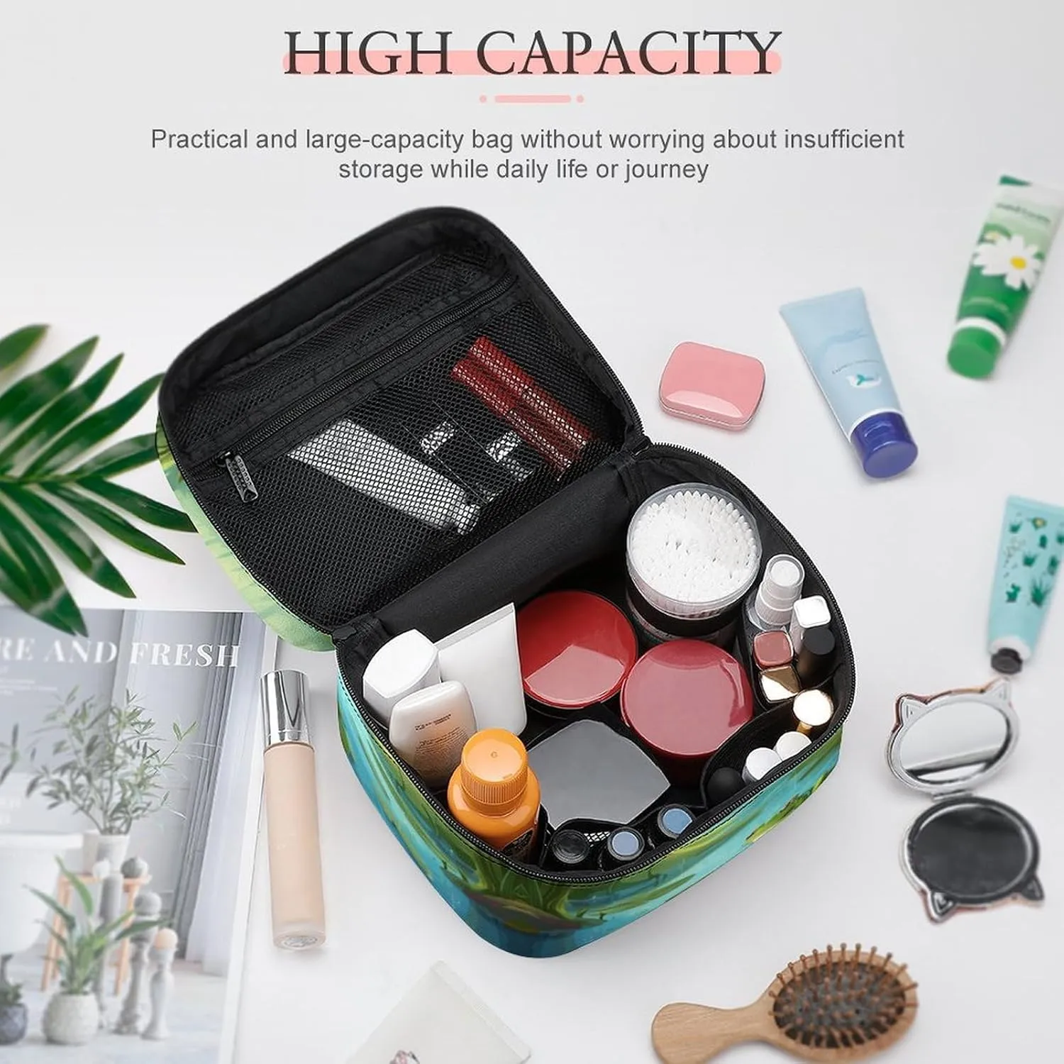 Travel Toiletry Bag for Women And Men,Frog in A Pond Toiletry Organizer, Makeup Bag Travel Organizer for Shampoo,Toiletries