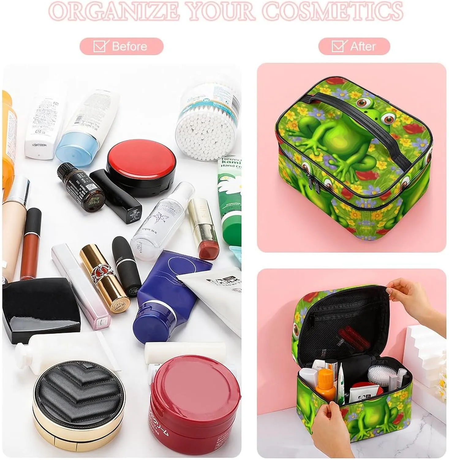 Travel Toiletry Bag for Women And Men,Frog Toiletry Organizer, Makeup Bag Travel Organizer for Shampoo,Toiletries
