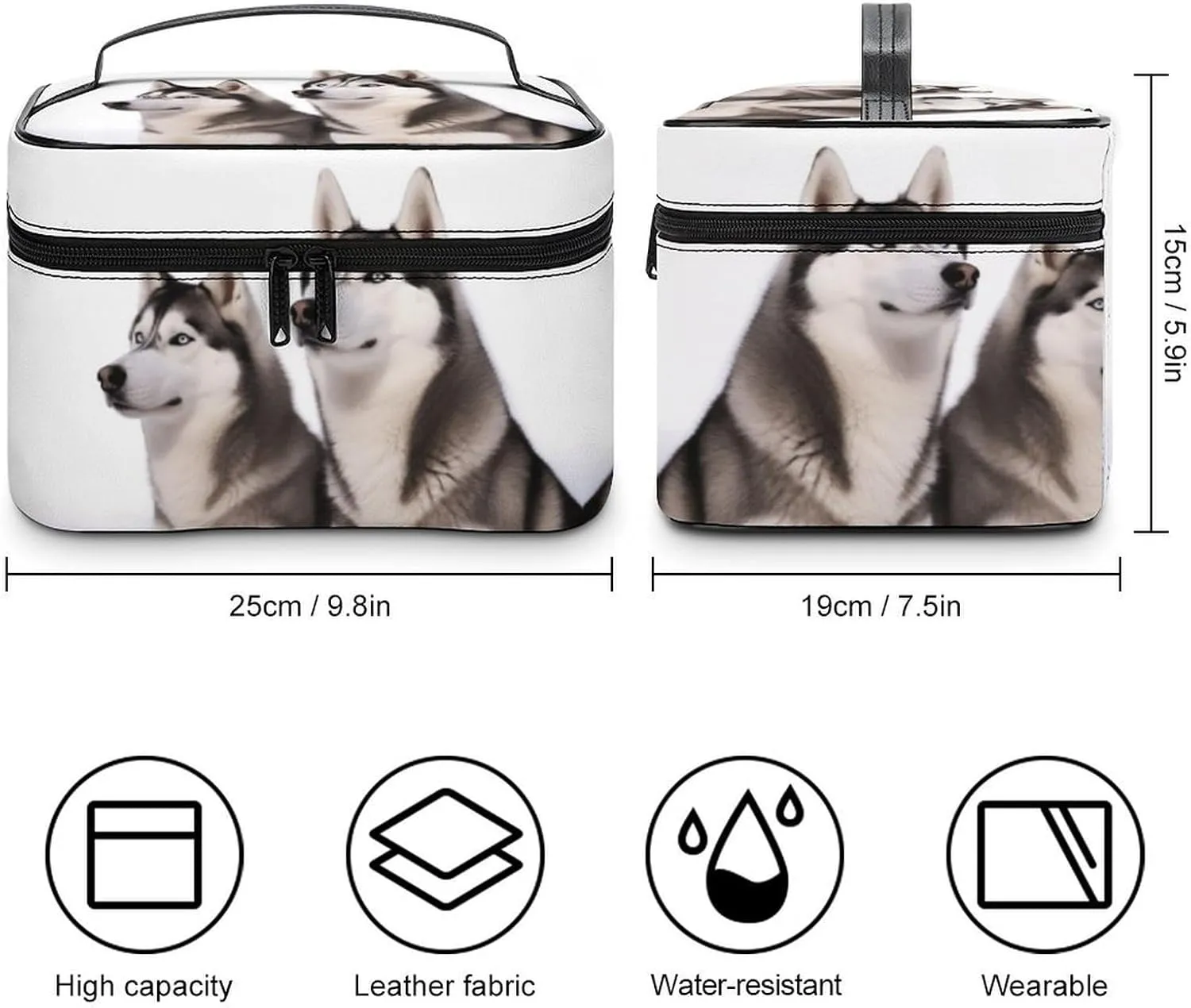 Travel Toiletry Bag for Women And Men,Husky Dogs Toiletry Organizer, Makeup Bag Travel Organizer for Shampoo,Toiletries
