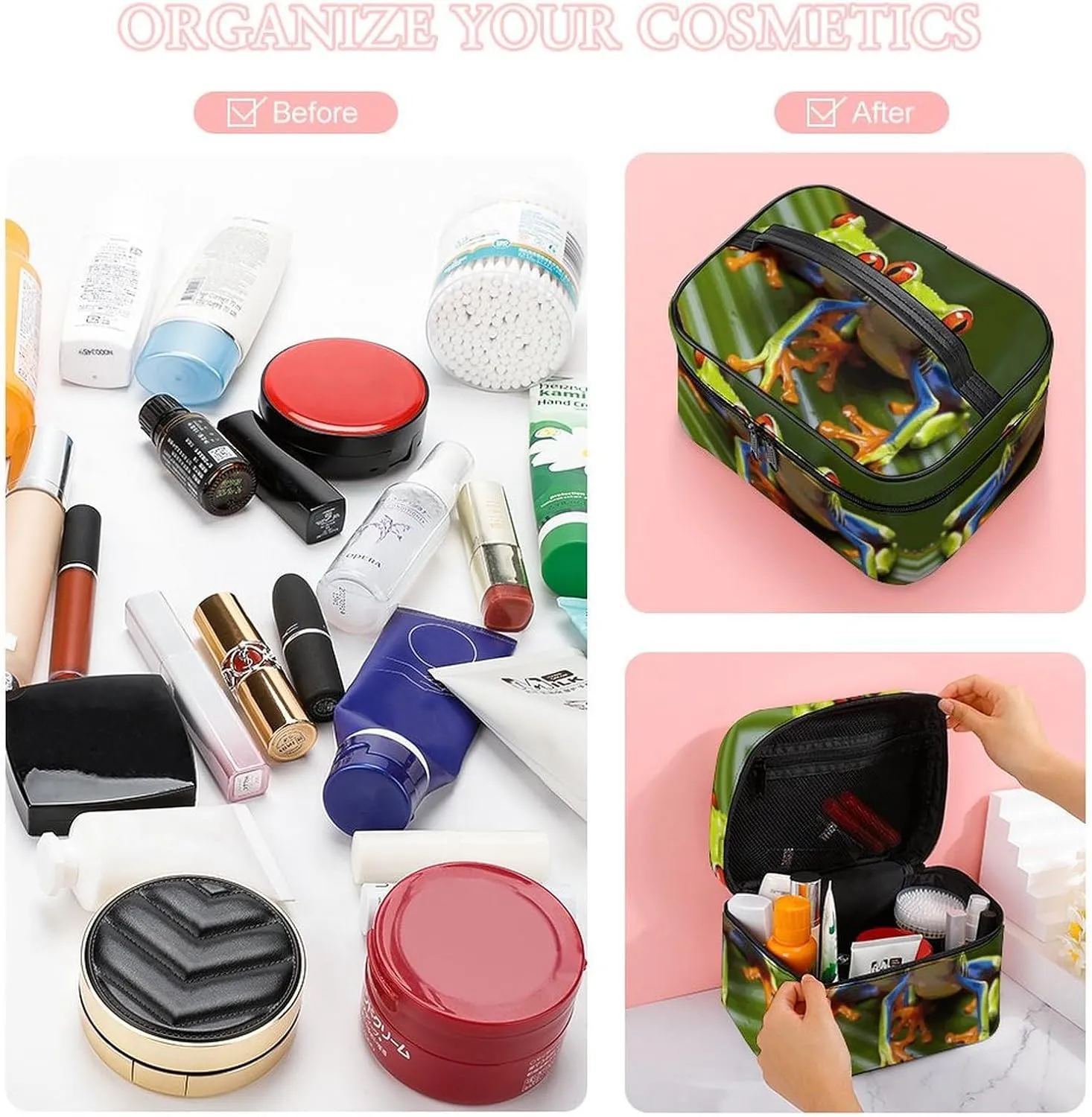Travel Toiletry Bag for Women And Men,Red Eyed Tree Frog Toiletry Organizer, Makeup Bag Travel Organizer for Shampoo,Toiletries