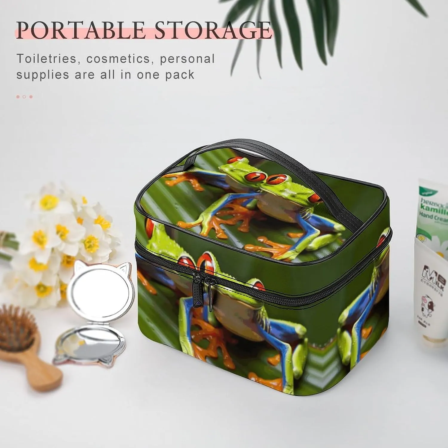 Travel Toiletry Bag for Women And Men,Red Eyed Tree Frog Toiletry Organizer, Makeup Bag Travel Organizer for Shampoo,Toiletries