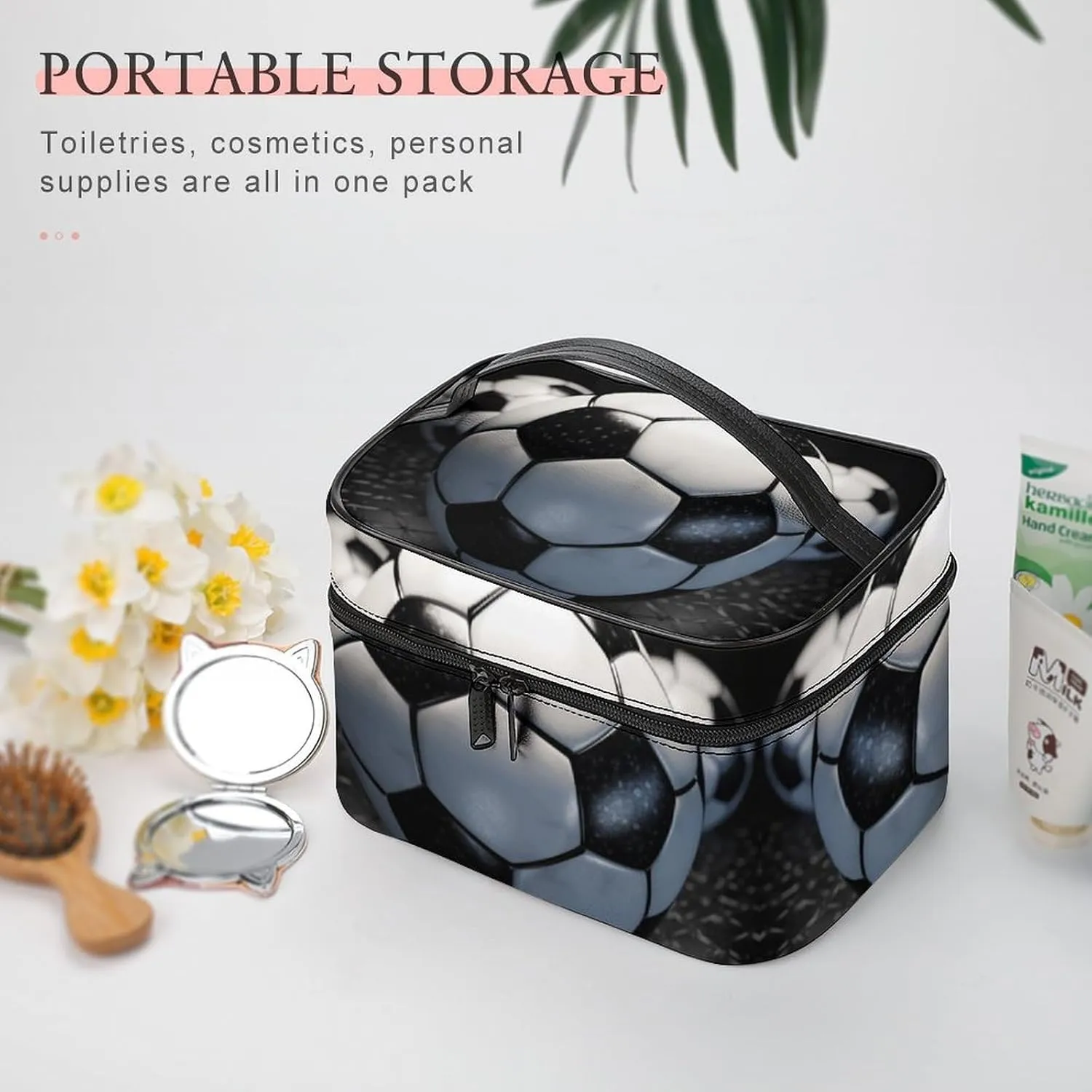 Travel Toiletry Bag for Women And Men,Soccer Ball Toiletry Organizer, Makeup Bag Travel Organizer for Shampoo,Toiletries