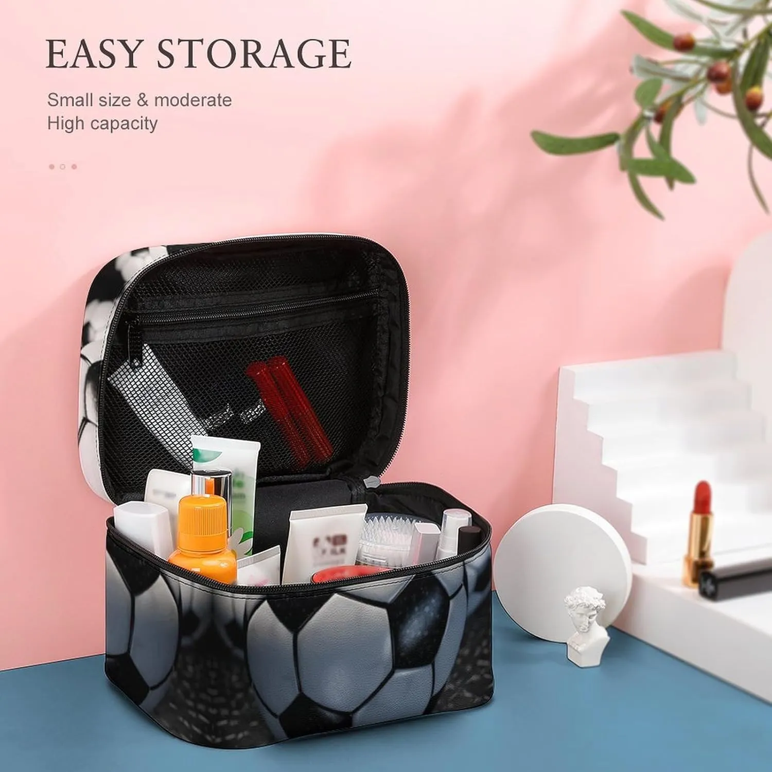 Travel Toiletry Bag for Women And Men,Soccer Ball Toiletry Organizer, Makeup Bag Travel Organizer for Shampoo,Toiletries