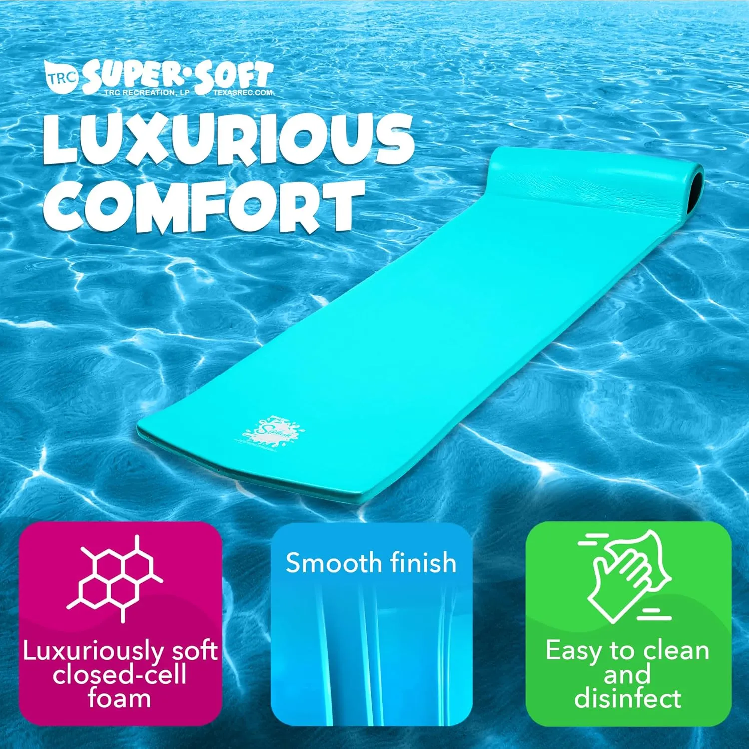 TRC Recreation Foam Swimming Pool Float, Floating Water Lounger, Splash 1.25”