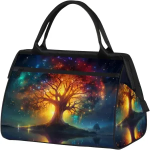 Tree Of Life Colorful Travel Duffel Bag Gym Tote Bag for Women Men Waterproof Weekend Overnight Bag Carry On Tote Luggage with Pocket Personal Item Bags Sports Bag fit Travel Sports Gym Yoga